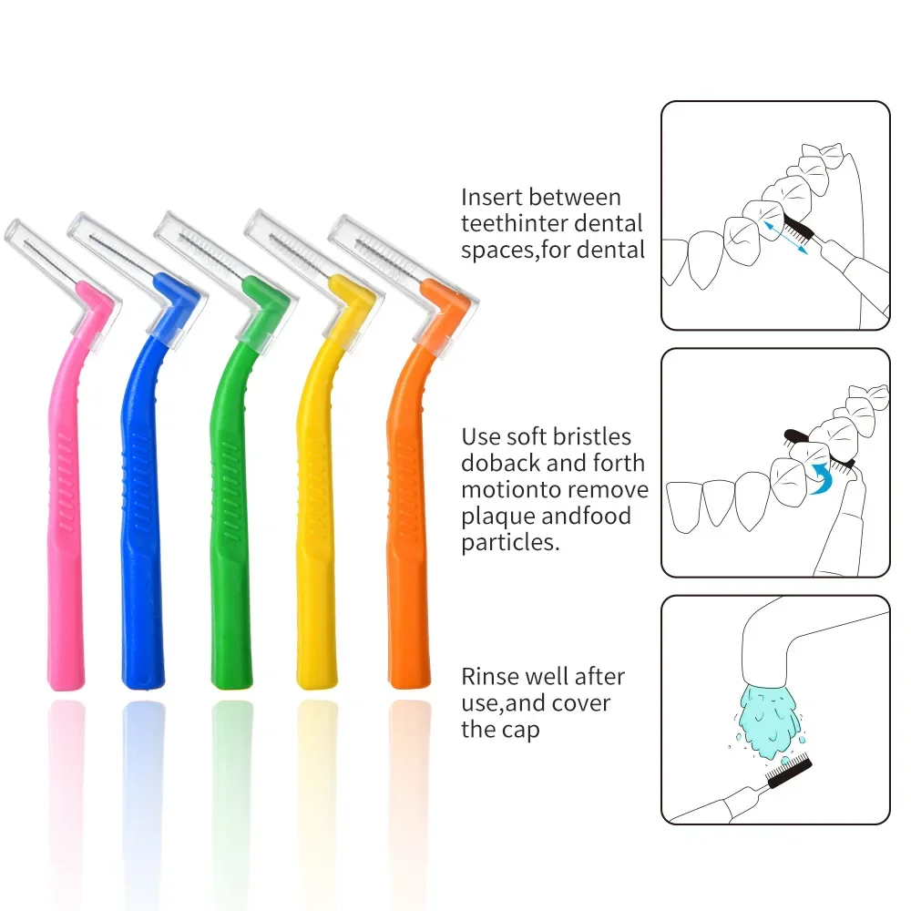 

20pcs Interdental Brush Non-Slip Handle Oral Care Hygiene Teeth Clean Spaces Interdental Brush Floss Reusable Bad Breath Remove