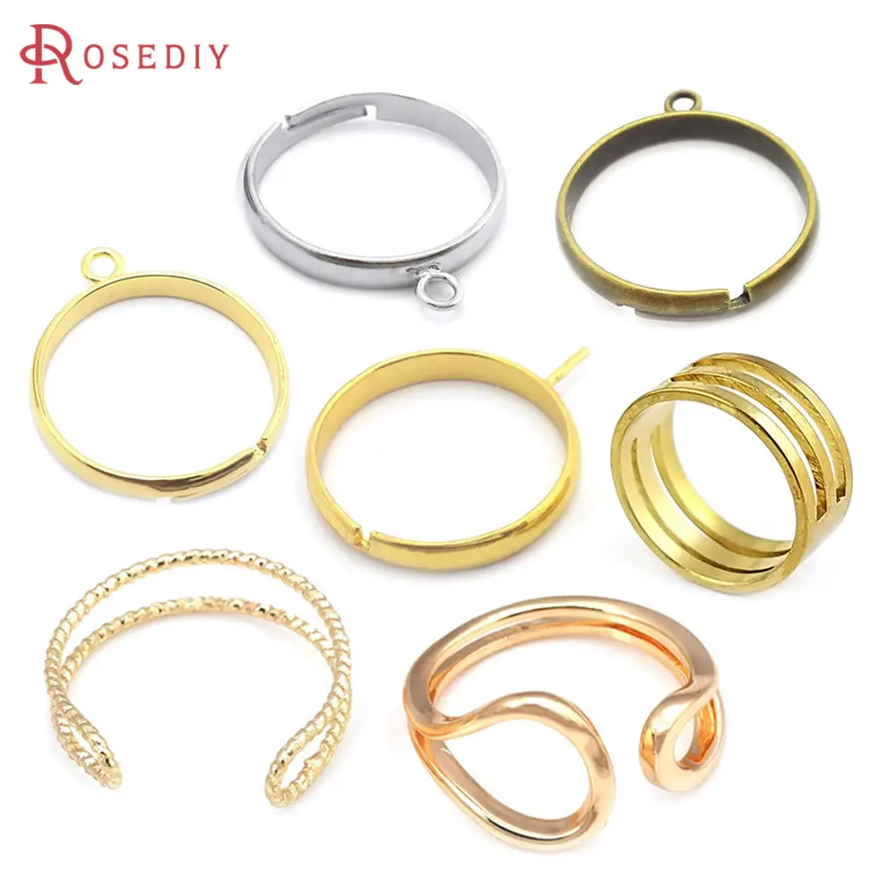 

18K Gold Color or Rhodium Color Brass with One Hole Ring Base Rings Settings Jewelry Making Findings Diy Accessories