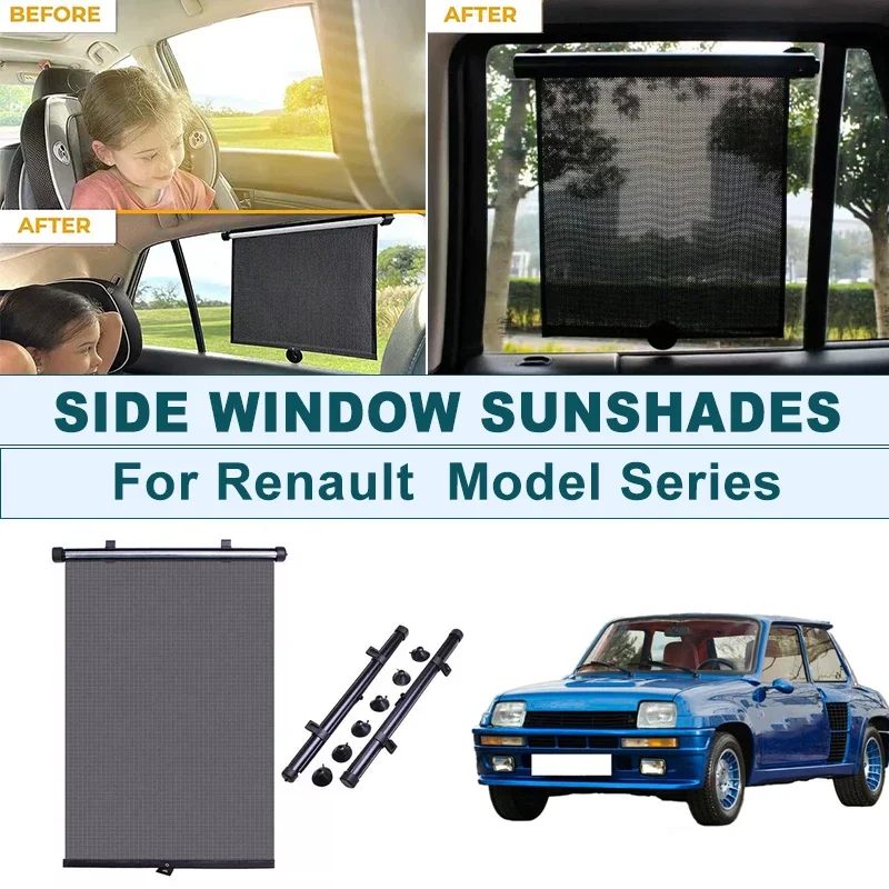 

2Pcs UV Protection Retractable Car Side Window Sun Shade Roller Blinds For Renault Megane Koleos Kadjar Captur Scenic Fluence