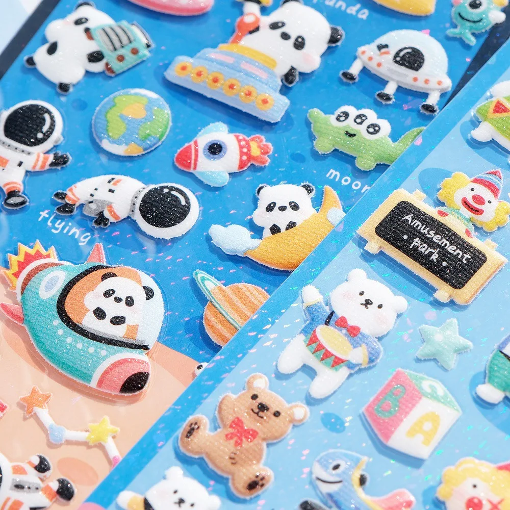Koreanischer Import Nekoni Space Panda Koala Soft Puffy 3D Aufkleber Scrapbooking Journal Aufkleber Briefpapier Dekor Schulbedarf