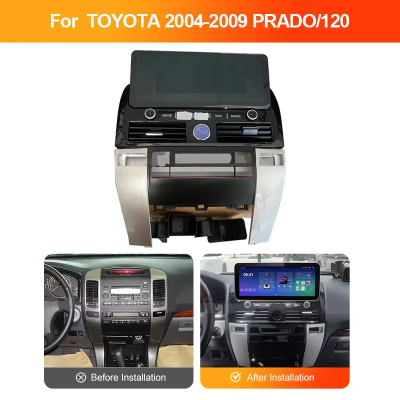 

12,3-дюймовая автомобильная панель для TOYOTA PRADO/120 2004-2009, адаптер DVD-рамки, стерео радио, аудиосистема, приборная панель, навигационный жгут проводов