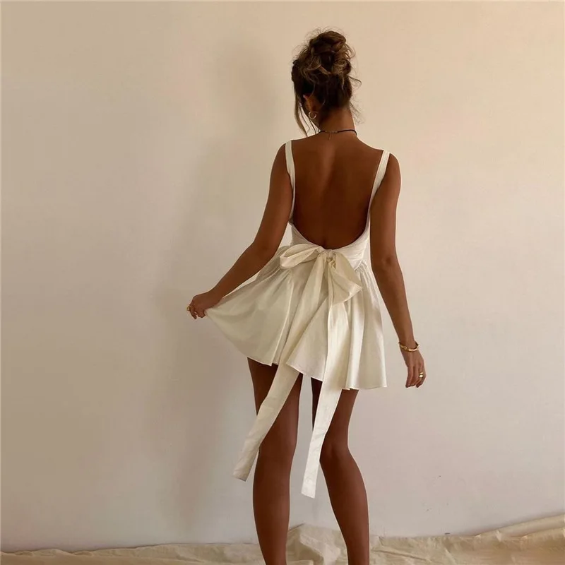 princess polly baby blue dress Backless Tunic Dress / White main image 1