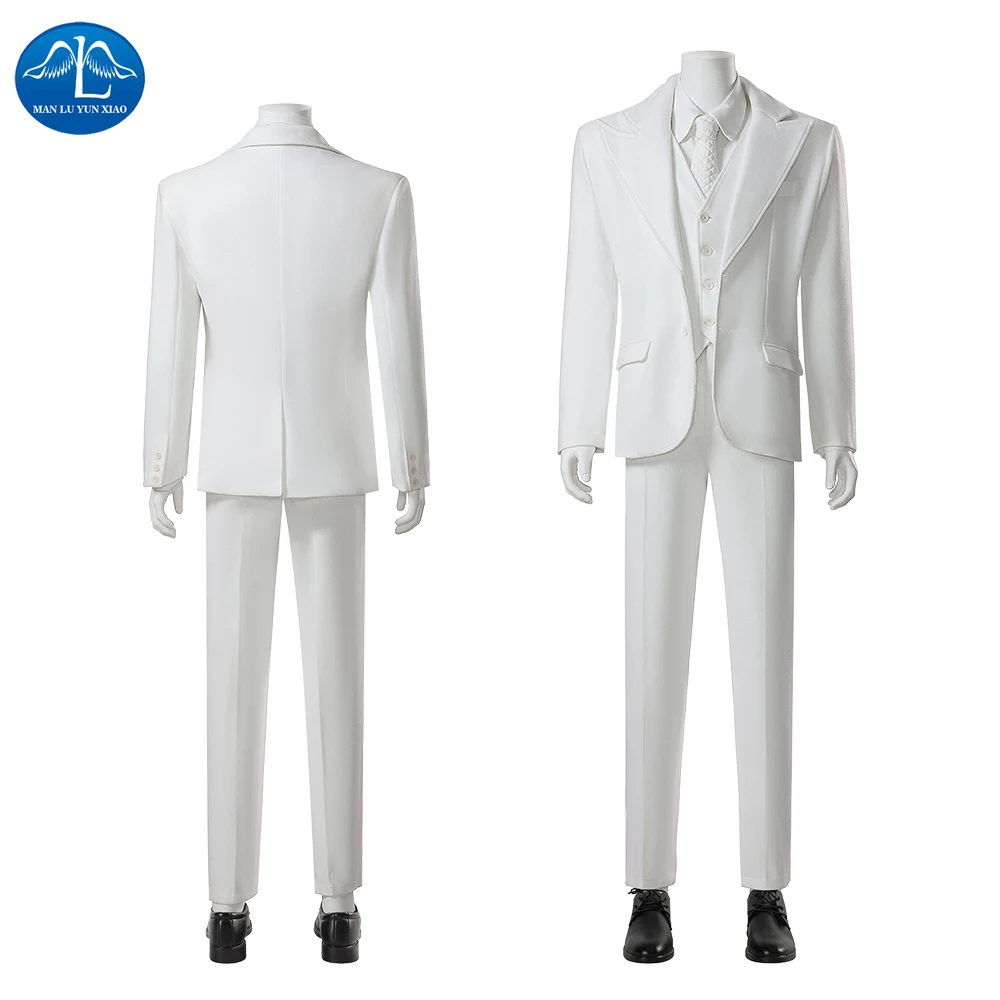 Joker 2 Folie A Deux Cosplay Costume Clown Boy White Suit Coat Vest Shoes Wig Full Set Male Halloween Carnival