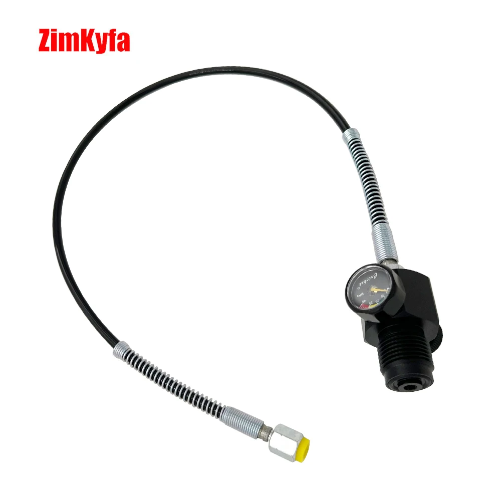 Diving Scuba 5/8BSPP Connector G5/8 DIN300 Filling Station Charging Adapter W/ Gauge Microbore DN3 Hose For Air Inflation