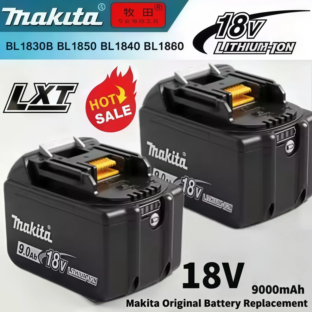 Replacement Battery With Charger, Genuine Makita 18V 9Ah, Works Great With BL1850B BL1840B Cordless Power Tool Sets