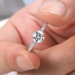 1.0Carat D Color Moissanite Diamond Wedding Ring Real Sterling Silver 925 Women's Engagement Classic Accessory Jewelry Gift