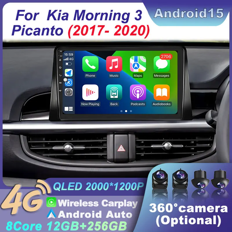 

Navigation Car Radio Multimedia WIFI For Kia Morning 3 Picanto 2017 - 2020 Android 15 GPS Navi 2Din 4G BT Carplay Auto Head Unit