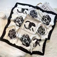 70*70cm Luxury Floral Print Silk Square Scarf Women Foulard Hairband Hands Bag Ribbon Head Hijab Neckerchief Headband Soft Satin