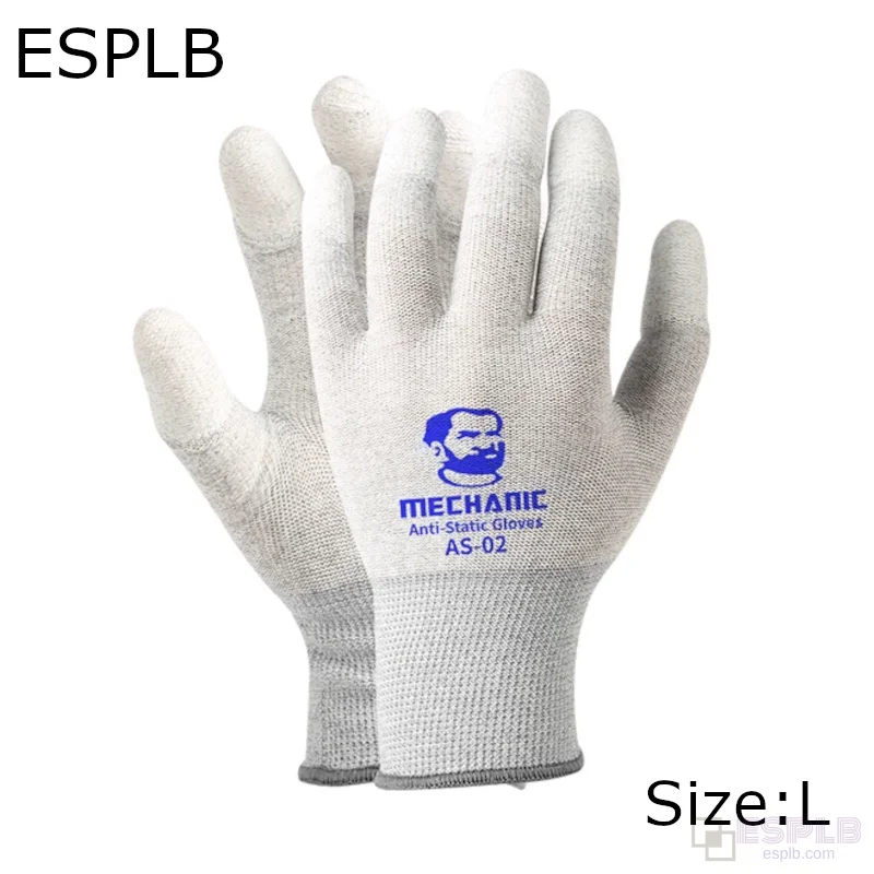 MECHANIC M/L Carbon Fiber Gloves Anti-Static AS02 PU Coating Layer Mobile Phone Electronic Parts Repair Protective Gloves