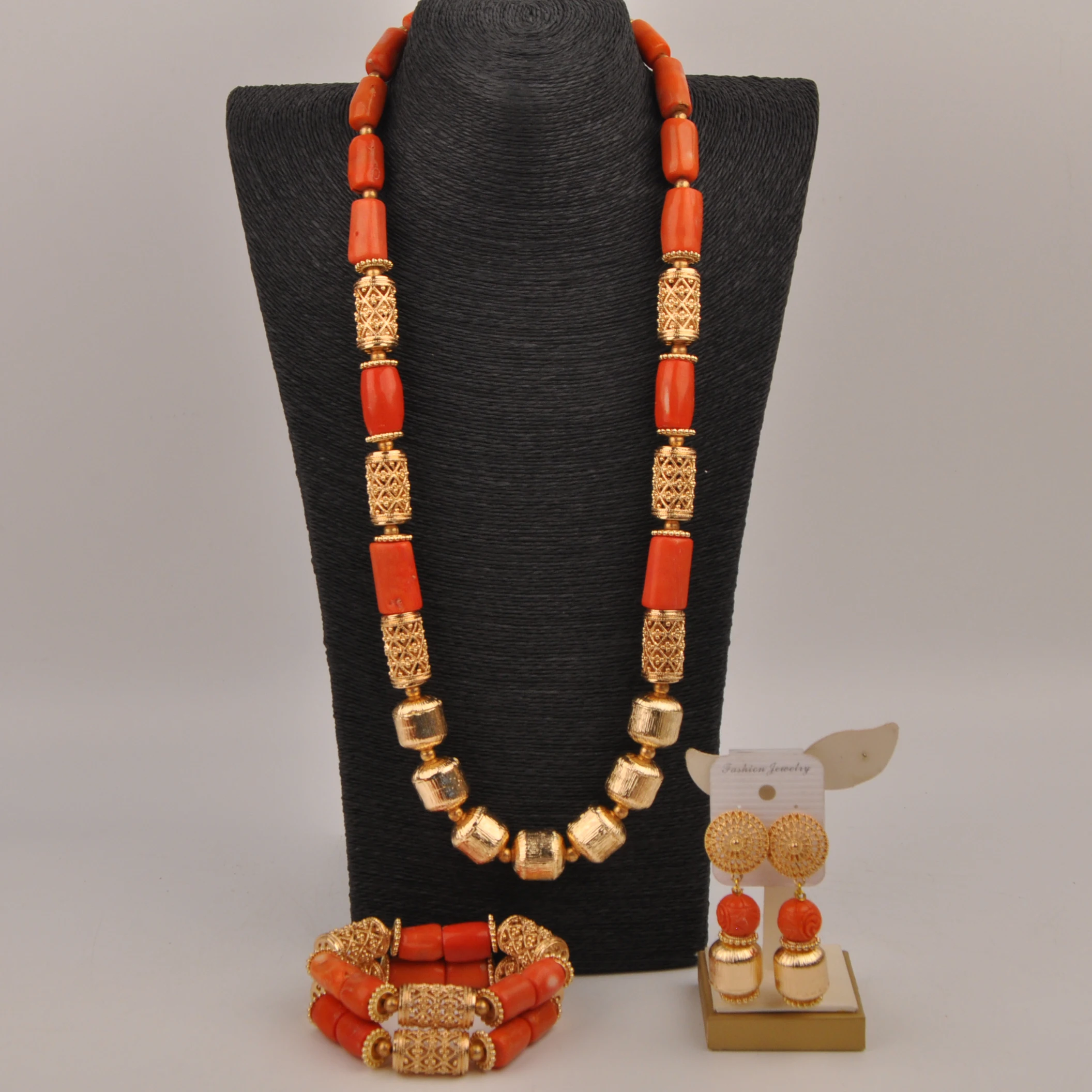 Wedding Necklace Nigeria Fashion jewelry Natural Coral Collection African orange