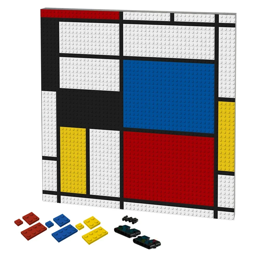 Pixel Art Retro Mondrian Style Mosaic DIY Pop Home Famous Decorative Painting By Numbers Building Blocks MOC Set Creative Gift