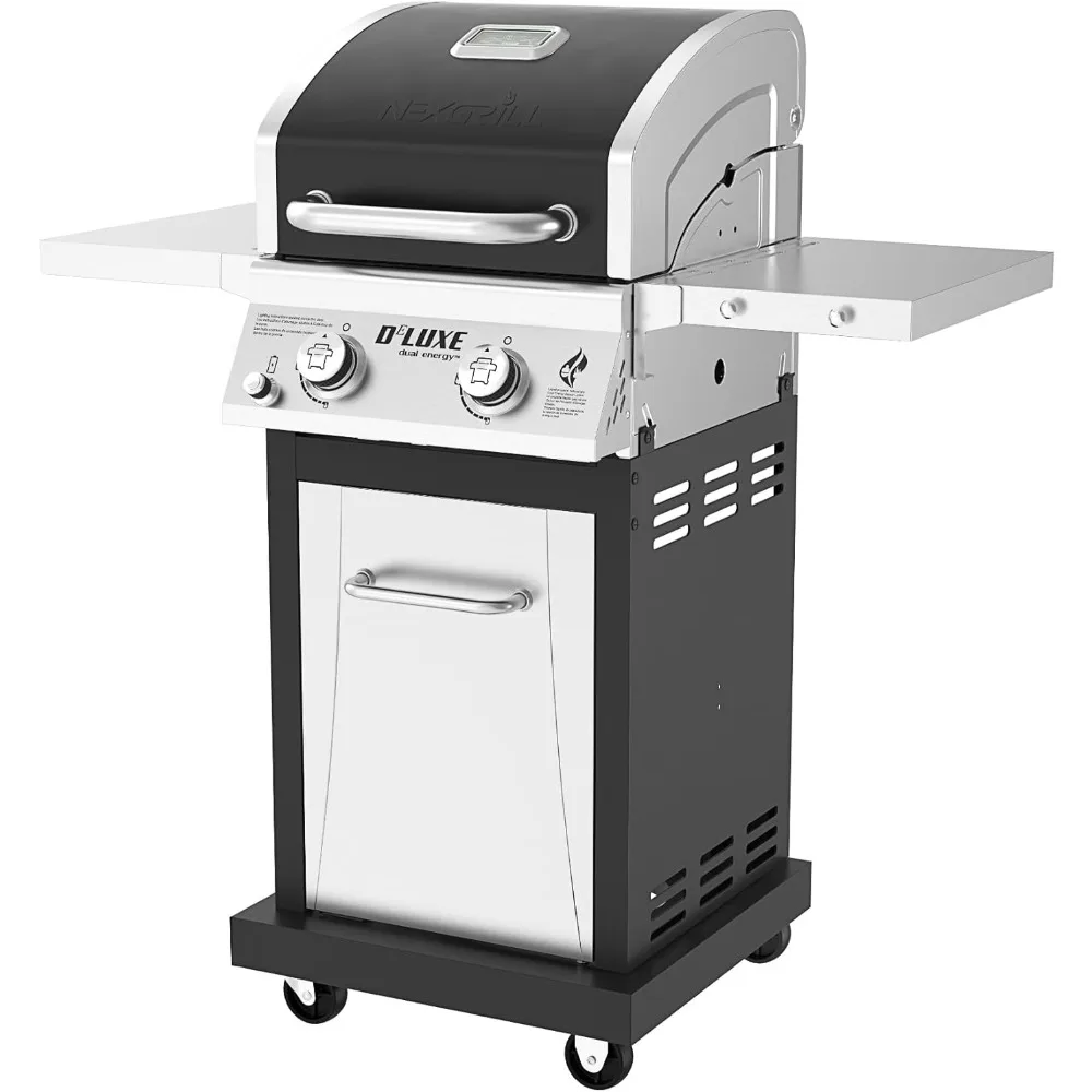 

2-Burner Propane Gas Grill with Foldable Side Tables, 28,000BTUs, Convertible to Natural Gas, Perfect for Outdoo