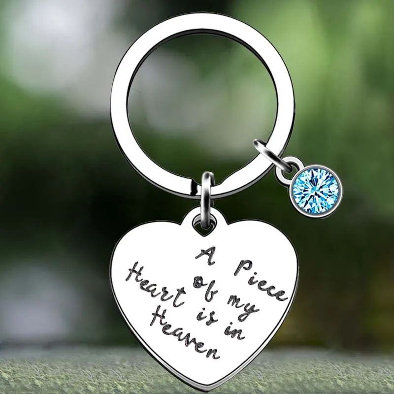 Cute Heart is in Heaven Memorial Gifts Keychain Loss of Loved One Key Chain Pendant Jewelry Sympathy Gifts for Women Sister