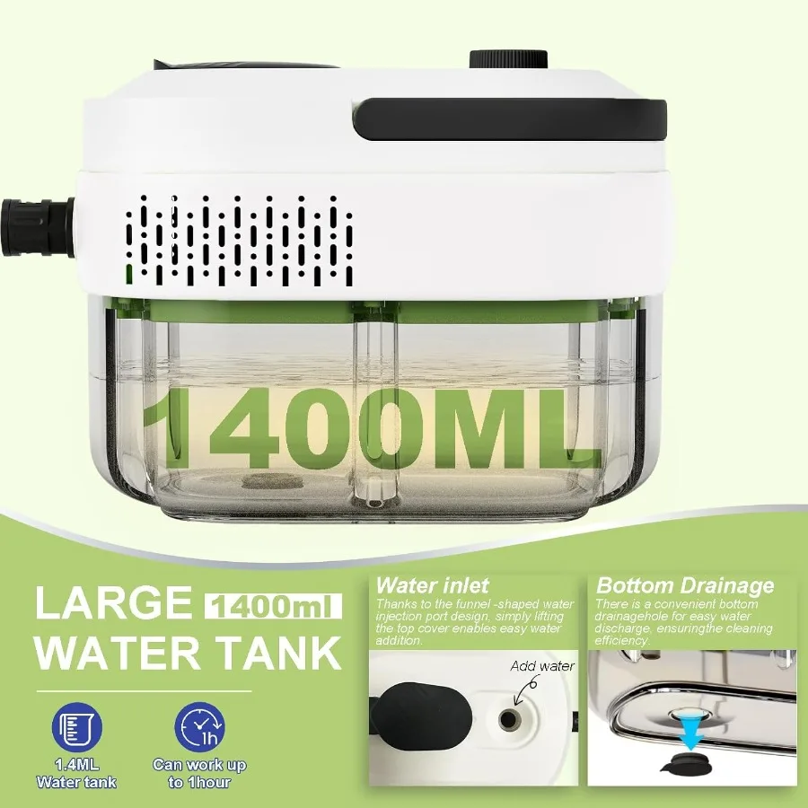 Pembersih Uap Steam Cleaner15s dengan Pemanasan Cepat, Tangki 1.4L, untuk Pembersihan dengan 10 Aksesoris Multi2500W, Temperatur dan Tekanan Tinggi, Genggam