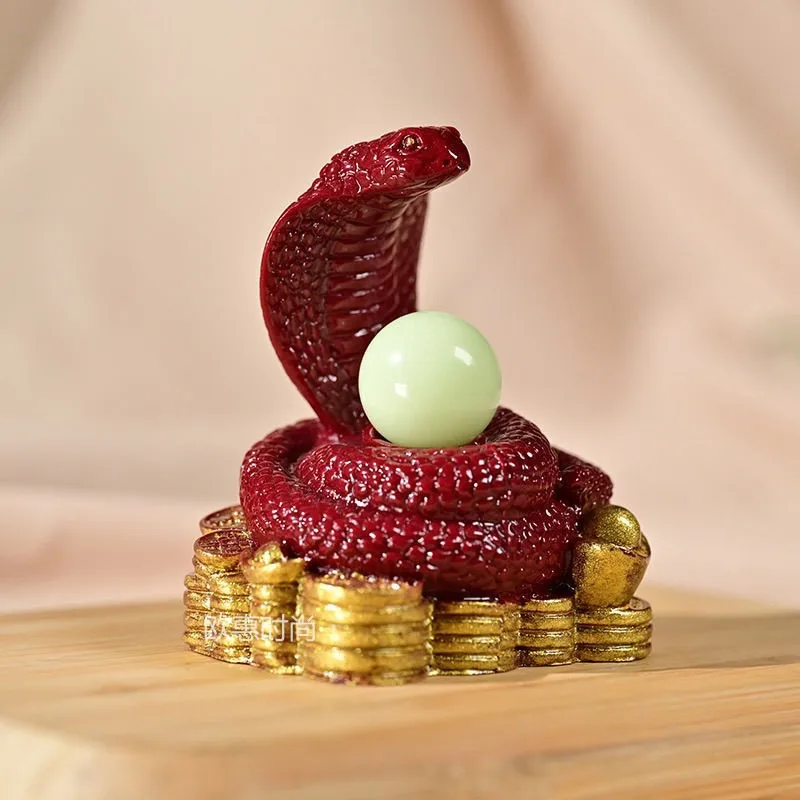 Cinnabar purple golden sand snake ornament twelve zodiac ornament living room golden snake Xianrui decorative crafts