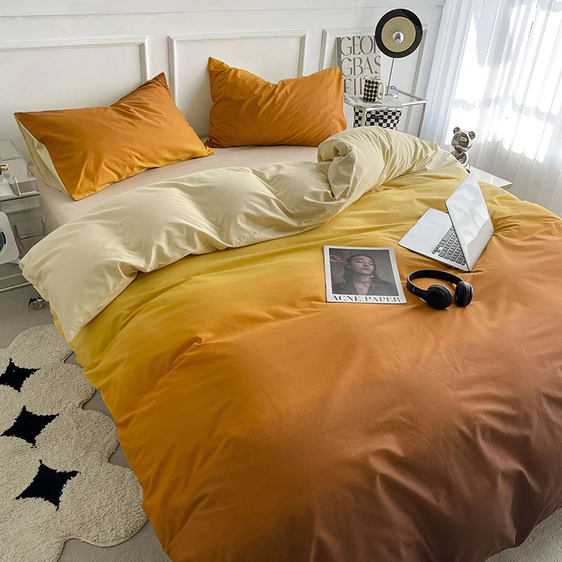 

3pcs Ombre Duvet Cover Set Fashion Blue Colorblock Modern Bedding Adult and Children Bedroom Comforter Cover with 2 Pillowcase