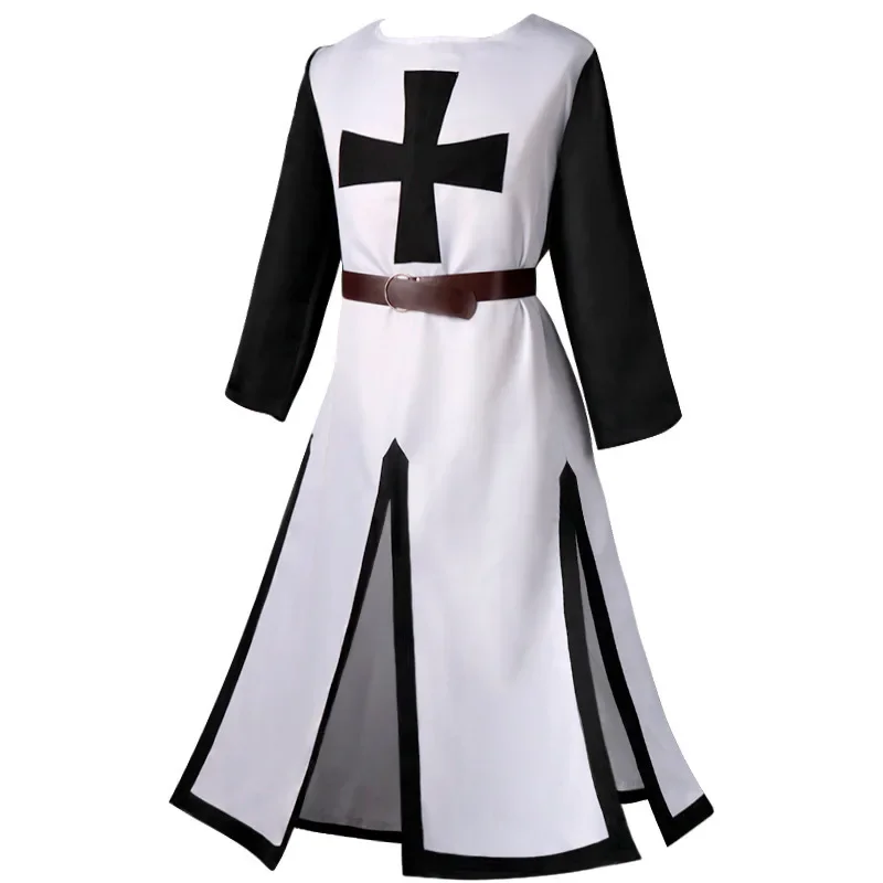 

Renaissance Black Cloak Tops Renaissance Surcoat Warrior Color Outfit Cosplayer Medieval Knights Templar Tunic Cosplay Costumes