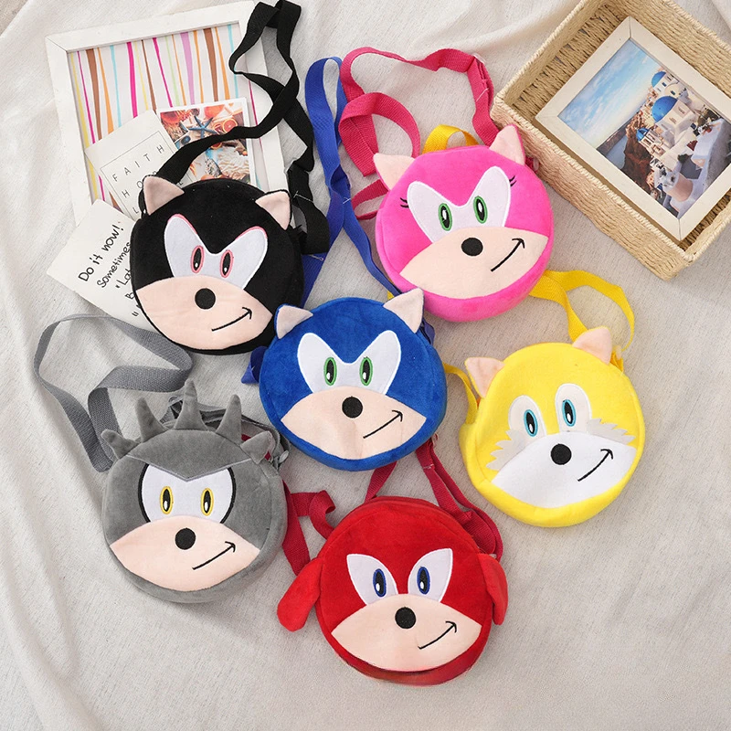 Cartoon Creative Sonic The Hedgehog One-shoulder Messenger Bag Plush Peripheral Children's Messenger Bag Portable for Travel