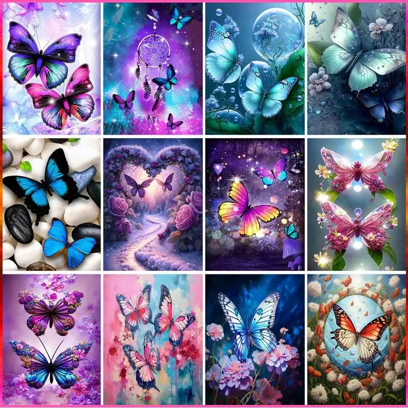 

GATYZTORY Diamond Painting Butterfly Flowers 5d Diy Diamond Embroidery Picture Of Rhinestones Art Animal Sale Home Decor