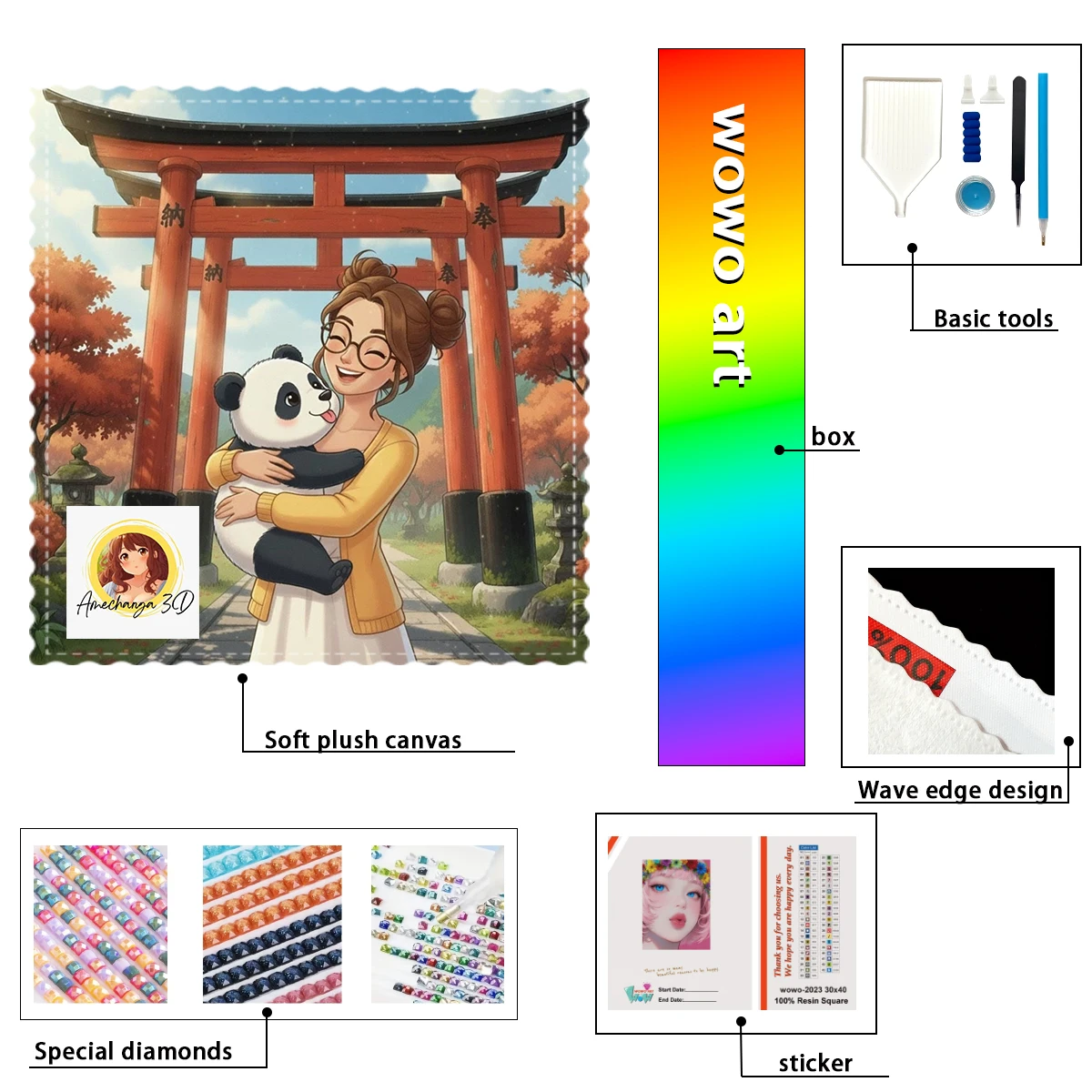 

【Anechanga 3D_ Diamond Art】The girl holding the panda Crystal AB Rhinestone FD Rhinestone Perfect Resin Diamond