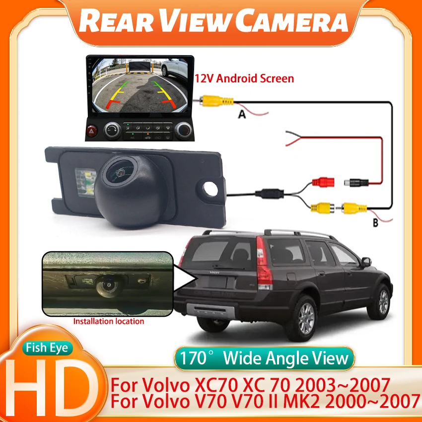 Rear View Camera CCD Night Vision Back up Reverse License plate camera For Volvo XC70 XC 70 2003~2007 V70 V70 II MK2 2000~2007