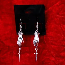 Hand and dagger earrings goth y2k kawaii cute demon devil bat bats earrings