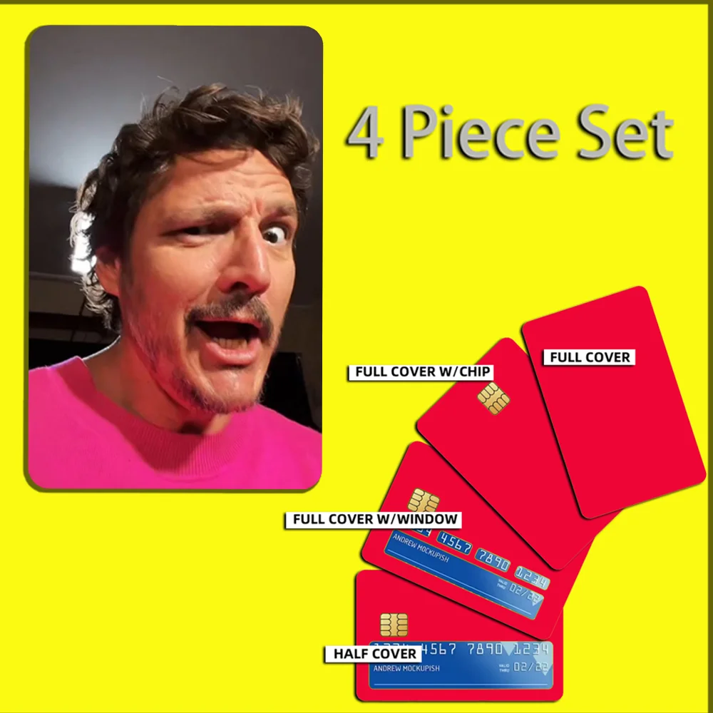 Actor P-Pedro Pascal Stickers For Debit Bank Credit Cards Metro Bus Pass Sticker Decoration Cover 4PCS Card Skin