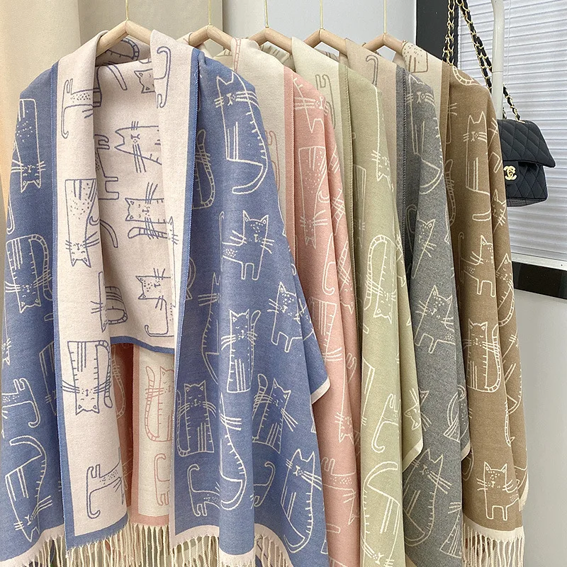 

Autumn Winter Women's Scarf awl Two-In-One Office Outerwear Warmth Cover oulder Ne Air Conditioned Room Geometric Pattern