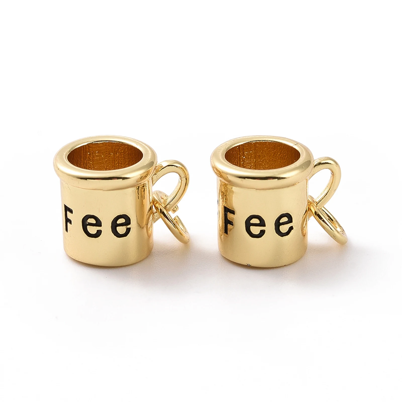 20pcs Mini Coffee Cup Charms Brass Enamel Pendants Real 18K Gold Plated for DIY Cute Keychain Jewelry Creative Gift Accessories