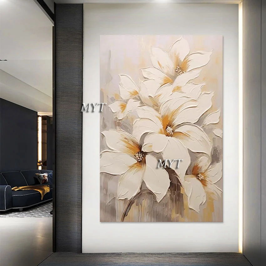 Lily Textured Abstract Flower Painting Large Living Room Wall Pictures Artwork Canvas Hand Painted Modern Art Import Home Decor