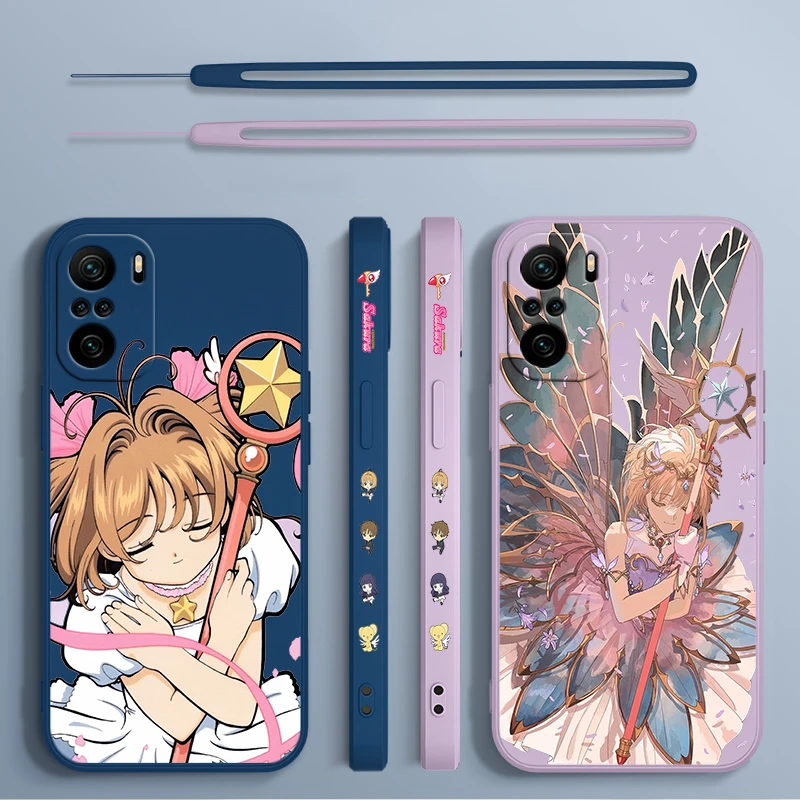 Cardcaptor Sakura For Xiaomi Redmi Note 13 12 12Pro 11 11S 11T 10S 10 Pro Plus 5G Liquid Left Rope Phone Case