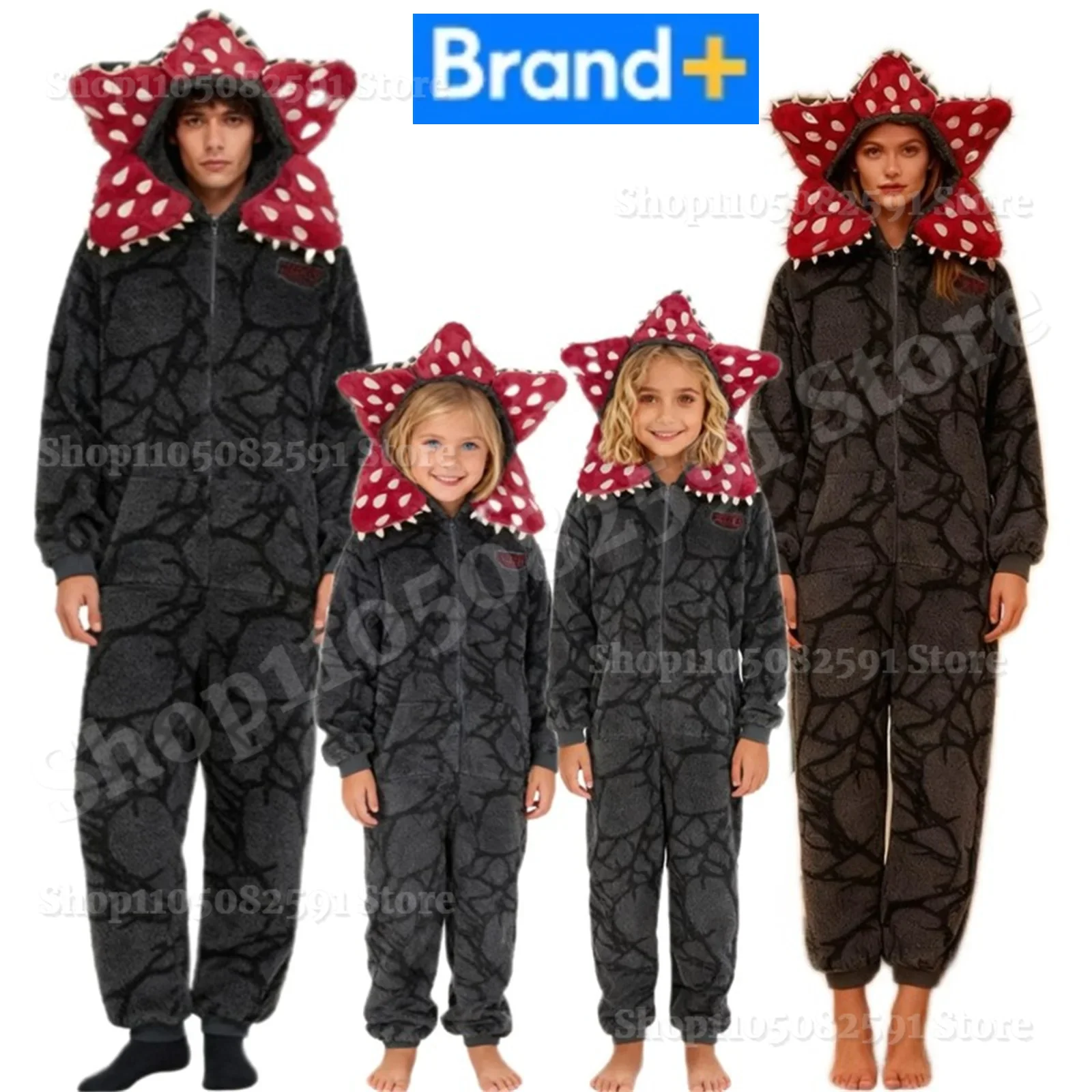 بيجامة عيد الميلاد للبالغين والأطفال لعام 2025 - نيسيي نبات ديموجورجون مع سحاب سهل الإمساك، زي ممتع لحفلات العطلات والموضوع