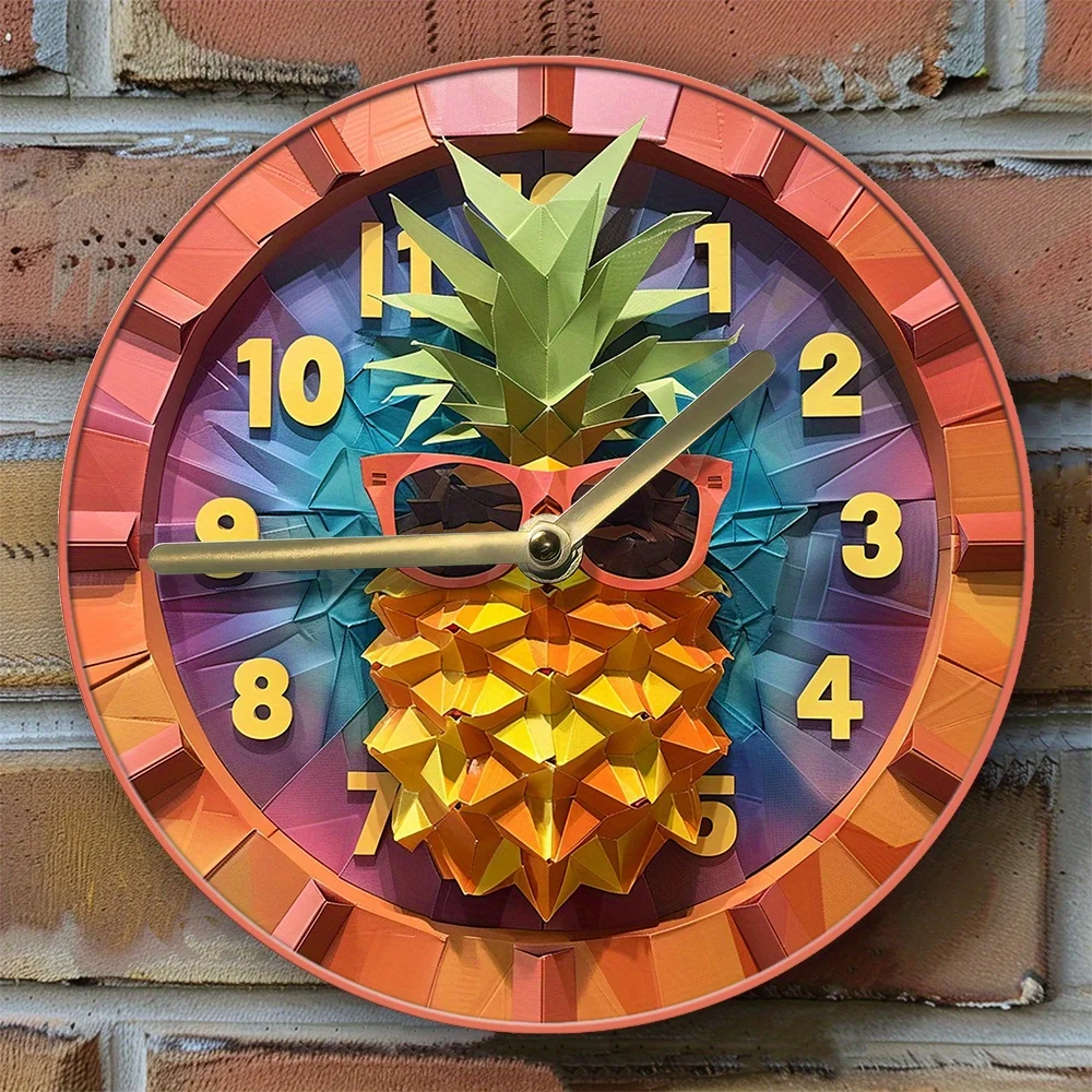 DIY Silent Wall Clock Kit with Pineapple Design, High-Definition 2D Print - Tropical Fruit Themed Wall Decor, Ideal for Home