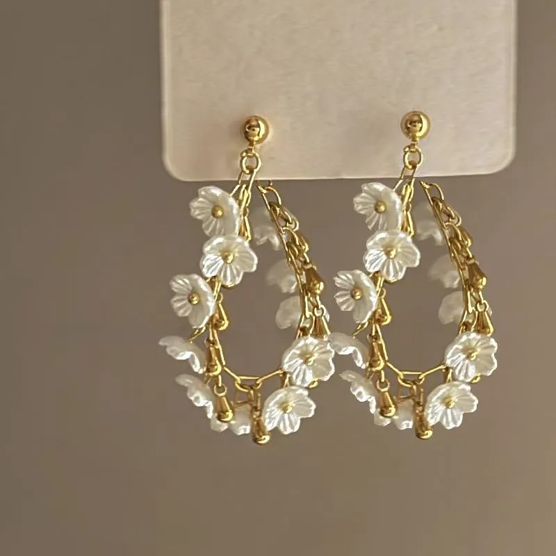 أزياء زهرة الكاميليا البتلة استرخى أقراط للنساء الفاخرة مصمم للإزالة شرابة الأقراط مزاجه المجوهرات هدية #5