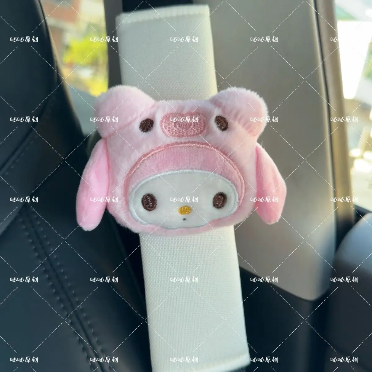 Sanrioed anel de natação hellokittys boneca de pelúcia capa de cinto de segurança do carro kawaii limpador sinal volta pingente decorativo acessórios automóveis