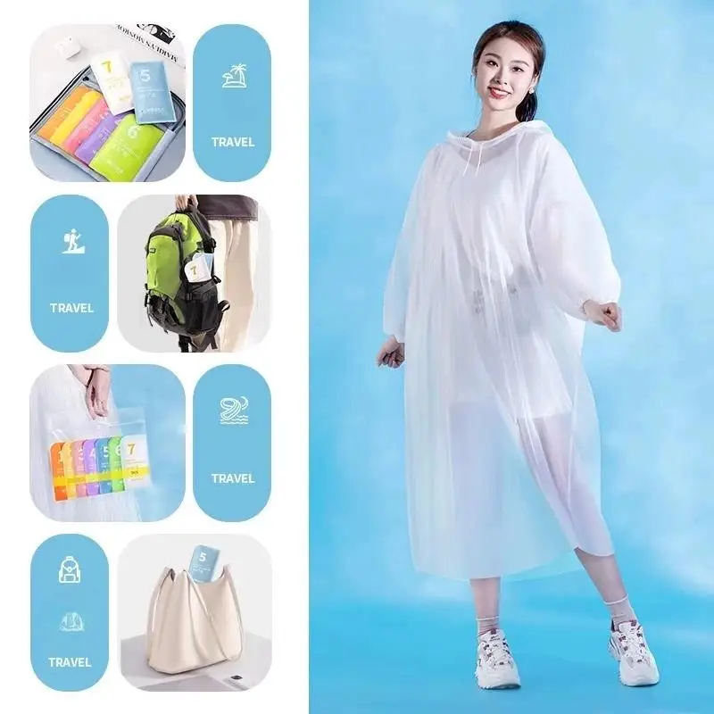 Portable Disposable Rain Poncho with Waterproof Material and Compact Foldable Design Perfect for Hiking Camping Travel