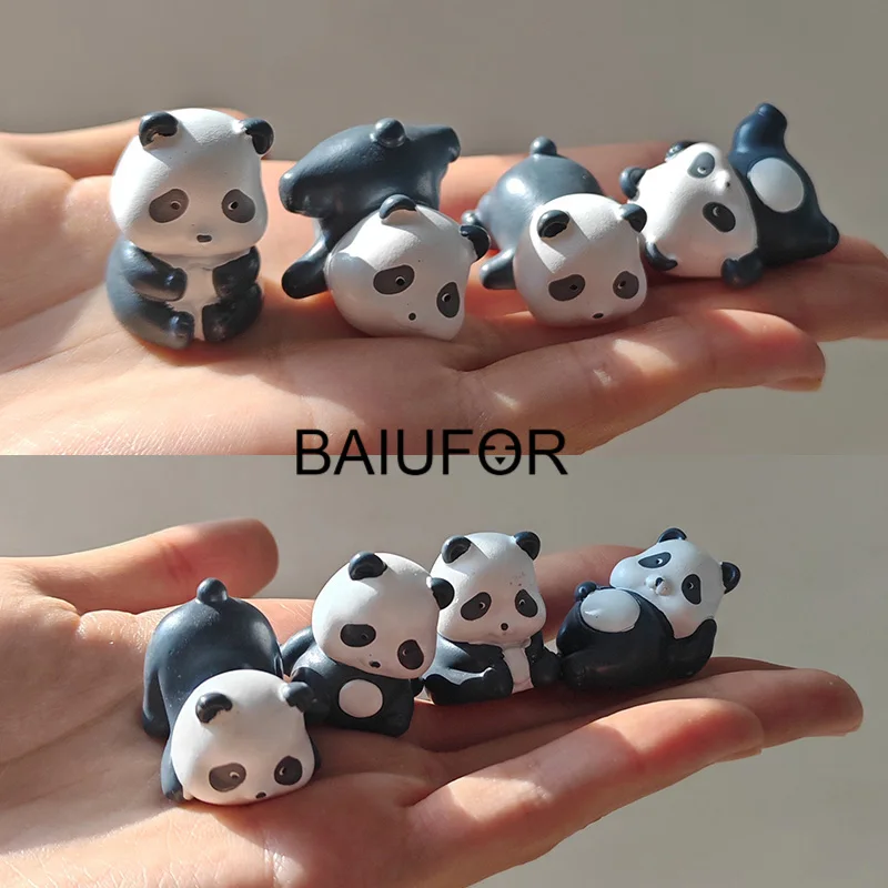 Cute Panda Figurines, DIY Moss Terrarium, Landscape Home, Kawaii Room Decor, Miniature Fairy Garden Decoration Accessories