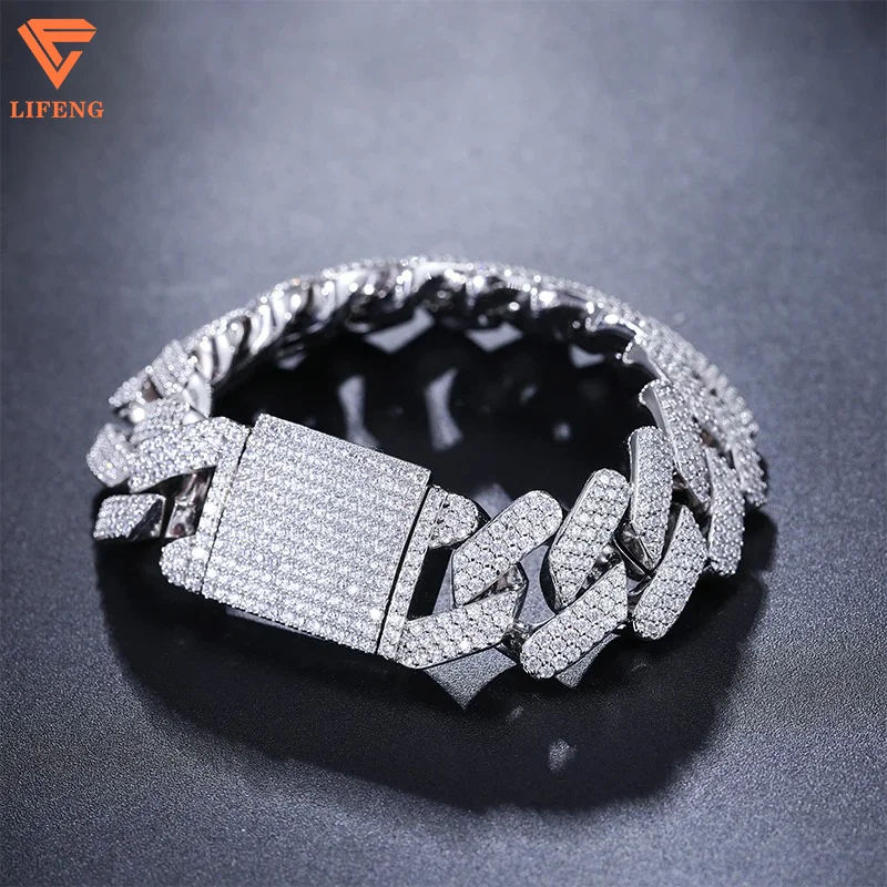 

High Quality Adjustable Length Fashion Style Moissanite Brilliant Adorable Inlaid 925 Silver Bracelet For Rapper Enthusiast