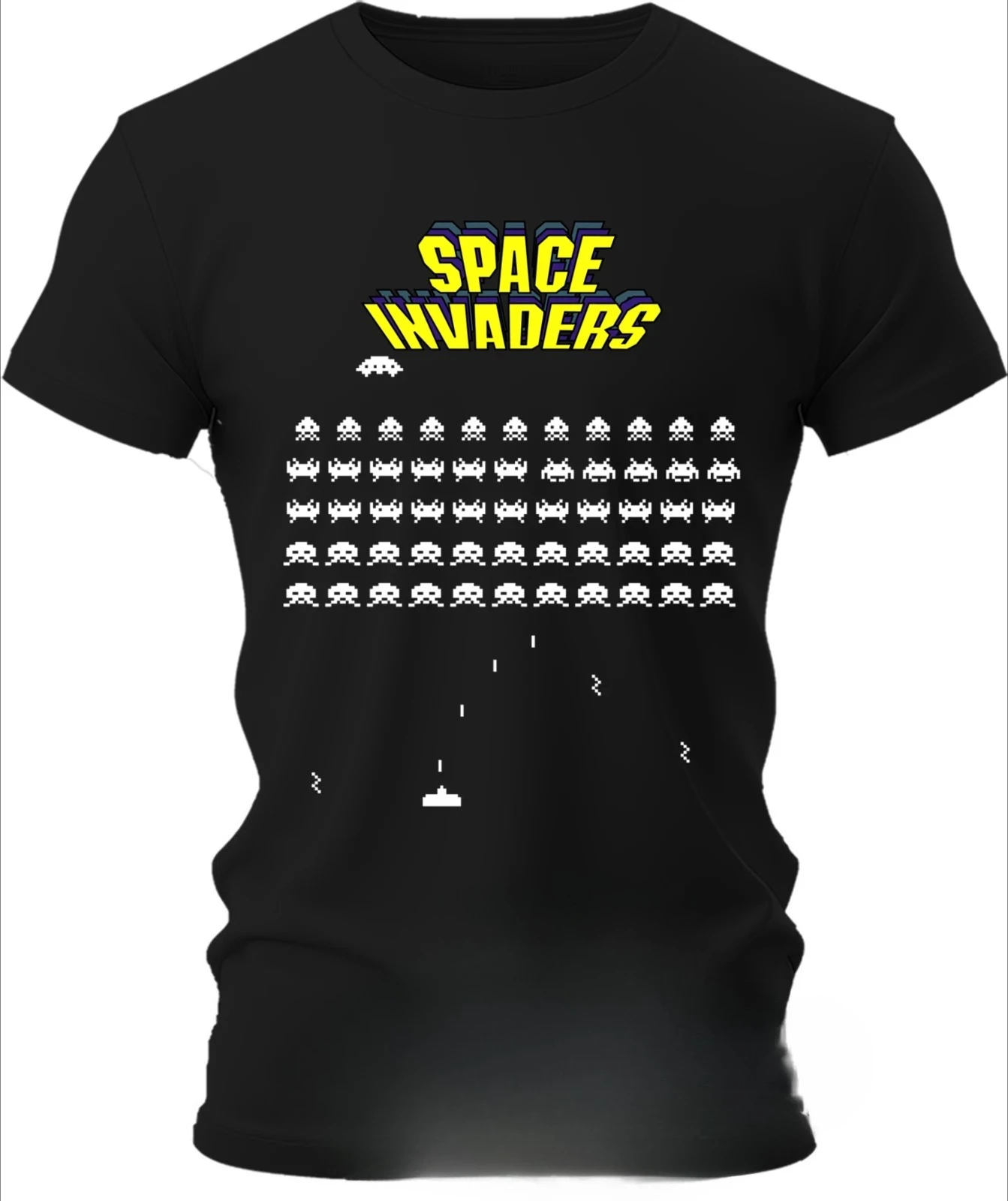 

Summer T-SHIRT T-SHIRT SPACE INVADERS Personality Fashion Dream Feelings Eyecatching Washable and Non-fading Black