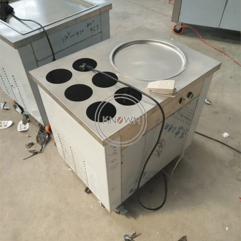 

Коммерческая мини-машина для приготовления жареных фруктовых рулетов с мороженым, однопанельная, тайская, для жарки фруктов, йогурта и мороженого