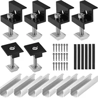 Kit de Soportes para Paneles Solares, 12 Piezas, Riel de Montaje de Aluminio de 30 mm/35 mm, Abrazaderas de Extremo para Techos Planos, Riel de Montaje para Paneles Fotovoltaicos, Ligero