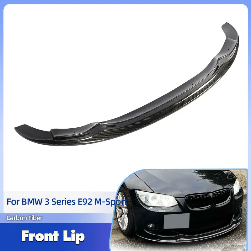 Alerón de labio de parachoques delantero de coche de fibra de carbono para BMW Serie 3 E92 LCI m-sport Coupe 2010-2013, delantal de barbilla de labio delantero, Kit de carrocería FRP