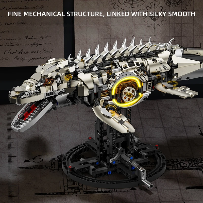 DIY Mechanische Mosasaurus Modell Sea Dragon Bausteine MOC verknüpfung Montage Ziegel Modelle geburtstag Weihnachten geschenke1413 stücke