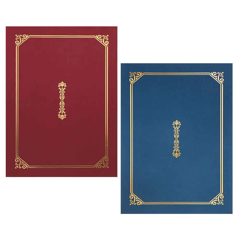 

2Pcs Gold Stamped Diploma Folder A4 Certificate Holder Document Protector for Award Certificates High School Diploma