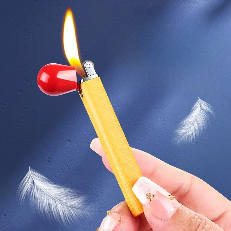 Matchstick Shaped Grinding Wheel Open Flame Inflatable Lighter Compact Mini Portable Igniter Household Butane Gas Lighter