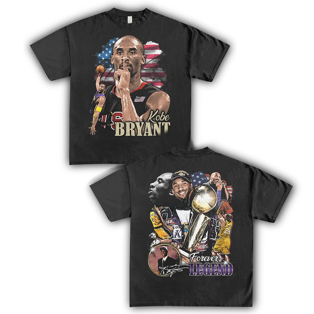 

Футболка Homage Tees Kobe Legend Eternal American Star Street Loose с коротким рукавом, из чистого хлопка, молодежная, летняя, модная, с круглым вырезом