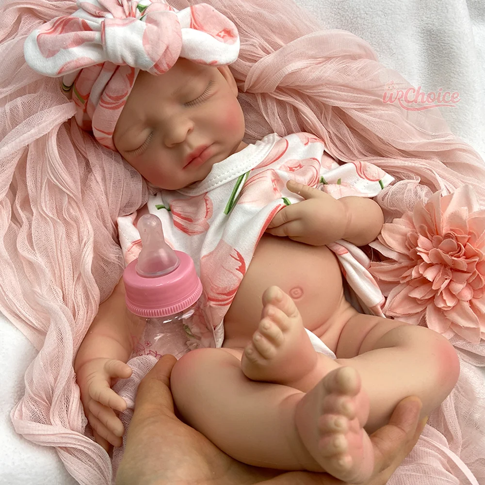 Open Mouth 17" Silicone Reborn Baby Doll Painted DIY Realistic Newborn Bebe Preemie Muñeca For Christmas Doll Collectors Toy