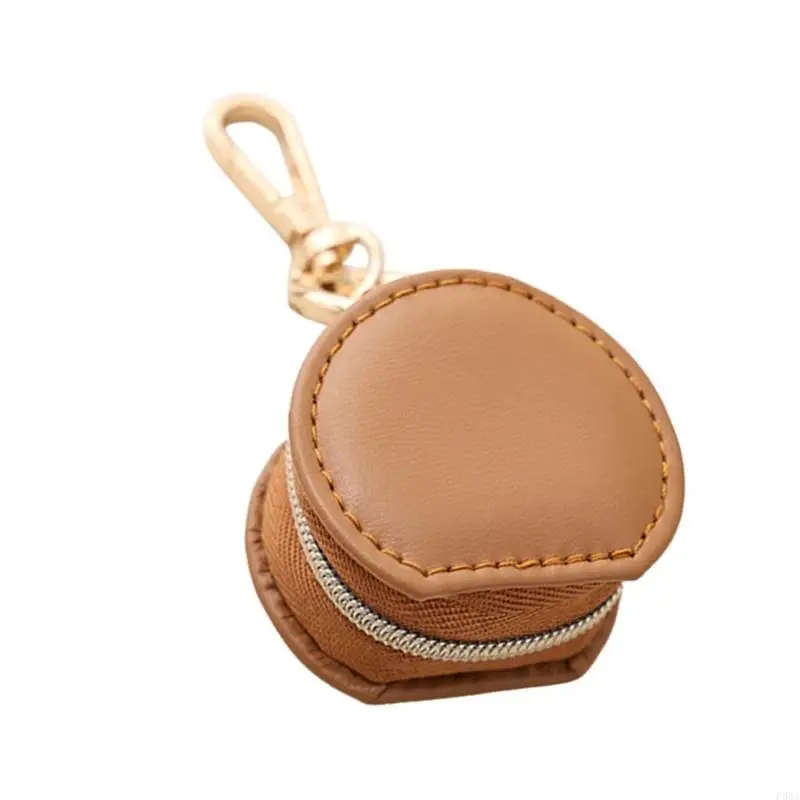 P88A Mini Keychain Jewelry Box مع Zipper Closure Pu Leather Ring Keyring