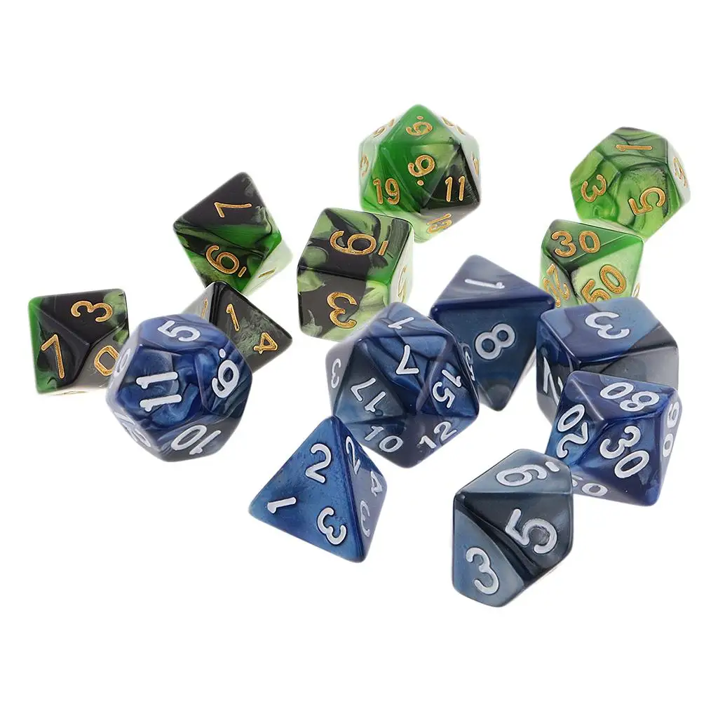 14PCS Two Colors Polyhedral Dice 16mm for Dungeons and Dragons Table Games