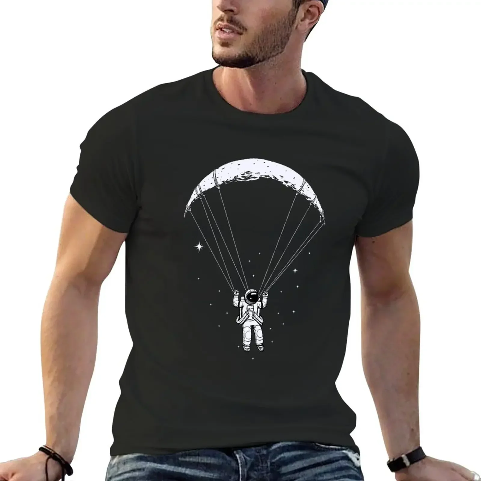 Moon Paragliding T-Shirt plus sizes boys whites mens cotton t shirts